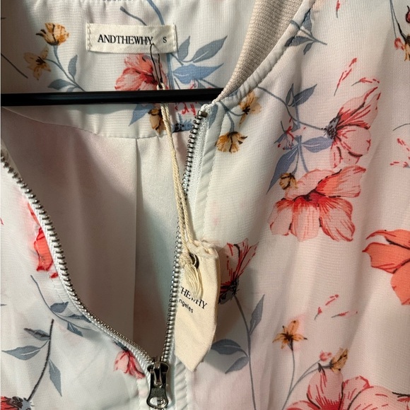 Floral Bomber Jacket with Red and Blue Accents - Picture 3 of 5